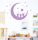 Наклейка на стіну Зайчики на Місяці (місяць, декор дитячої маленького, стикер зірочки, кролики, символ року 2023), фото 5