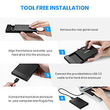Зовнішній корпус для жорсткого диска Ugreen (HDD/SSD кишеню) SATA 2.5" Type C до USB 3.1 (Чорний), фото 3