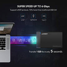 Зовнішній корпус для жорсткого диска Ugreen (HDD/SSD кишеню) SATA 2.5" Type C до USB 3.1 (Чорний), фото 3