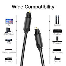Кабель мультимедійний аудіо оптичний Vention Baebf Toslink S/PDIF (Чорний, 1м), фото 3