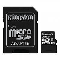 Карта памяти Kingston Canvas microSDHC + SD adapter SDCS/32GB (32GB, Class10, UHS-I, 80MB/s)