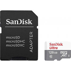 Карта пам'яті SanDisk microSD, Class 10 UHS-I Ultra SDSQUNS-128G-GN6TA (128GB, Class10, UHS-I, 80MB/s)