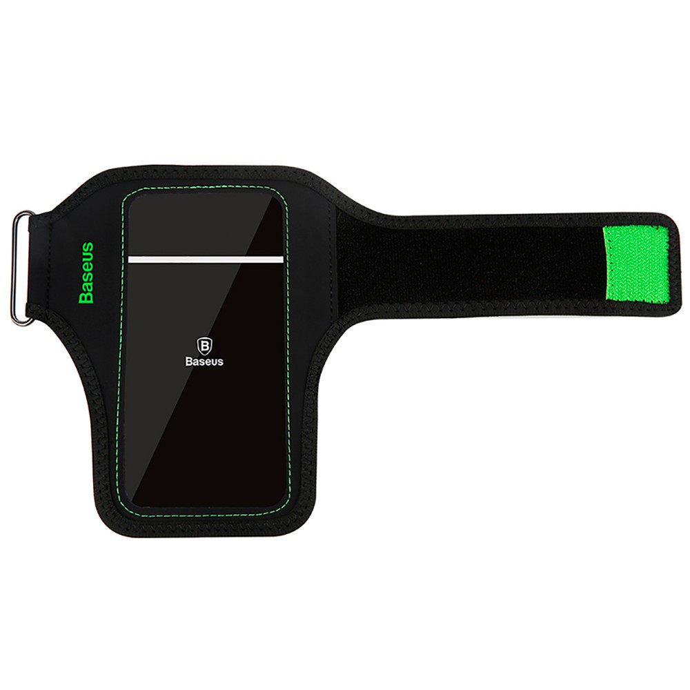 Спортивный чехол на руку Baseus Flexible Wristband Green для телефонов до 5.8'' CWYD-B06 (Чёрно-зеленый) - фото 1 - id-p1192465618