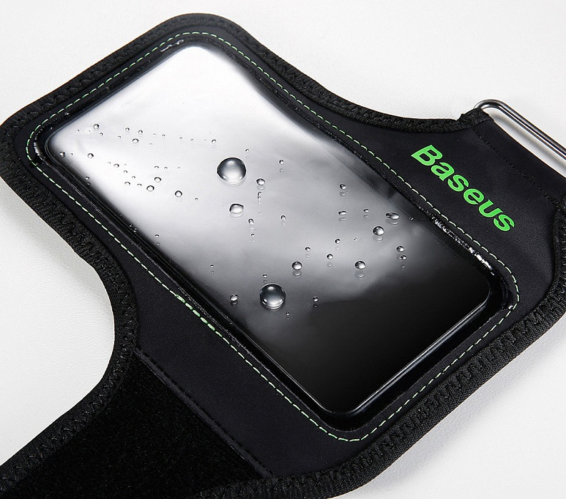 Спортивный чехол на руку Baseus Flexible Wristband Green для телефонов до 5.8'' CWYD-B06 (Чёрно-зеленый) - фото 3 - id-p1192465618