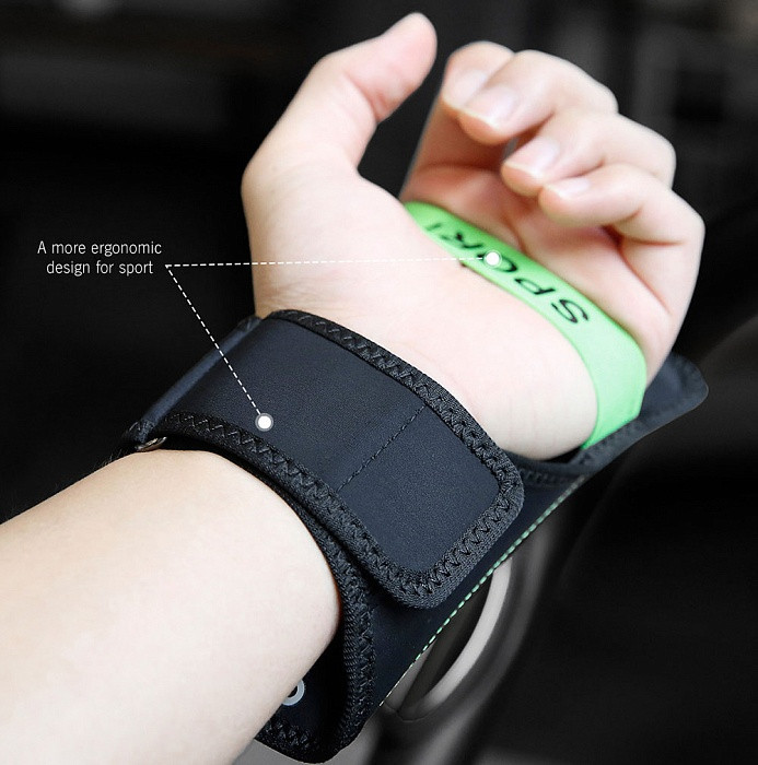 Спортивный чехол на руку Baseus Flexible Wristband Green для телефонов до 5.8'' CWYD-B06 (Чёрно-зеленый) - фото 5 - id-p1192465618