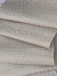 Шкірзам меблевий крокодил білий із рожевим