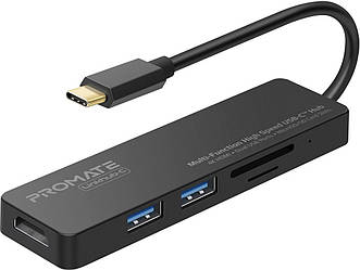 USB хаб Promate LinkHub-C Grey