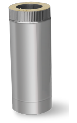 Труба двостінна димохідна (1 м, 0.8 мм) з неіржавкої сталі в оцинкованому кожусі, фото 1