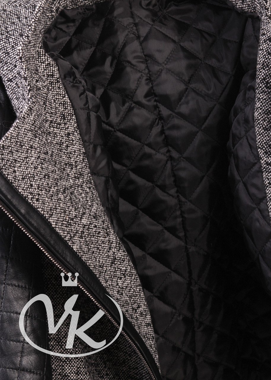 Кашемировое пальто с кожаными рукавами женское (Арт. GAK201) - фото 5 - id-p83721343