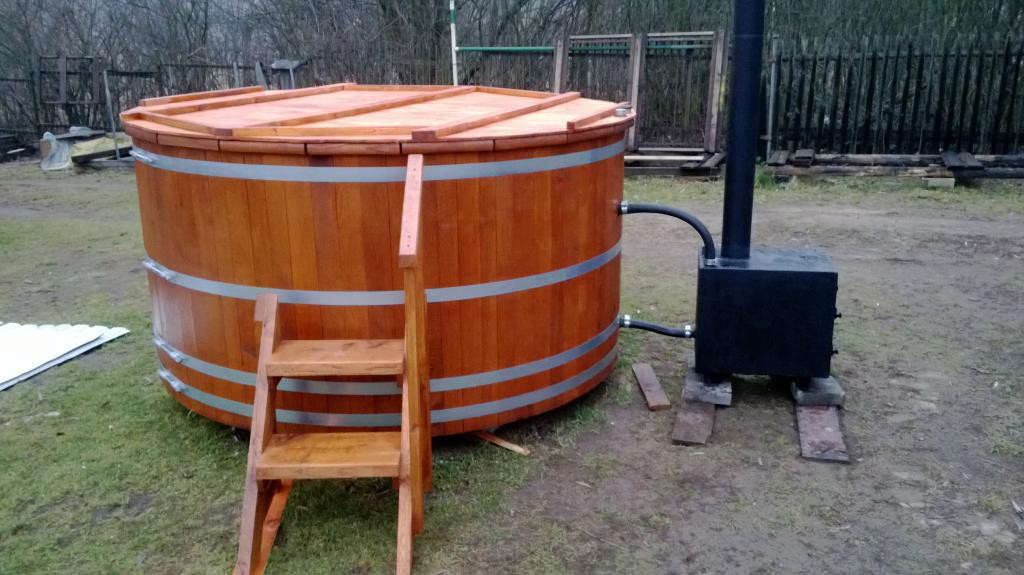 Купіль з натурального дуба з зовнішньої топкою