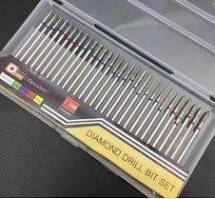 Набір алмазних фрез із синьою та червоною насічкою — 30 шт.