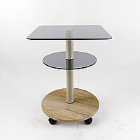 Стеклянный журнальный столик на колесиках квадратный Commus Bravo Light400 Kv6 gray-sequoia-bgs50