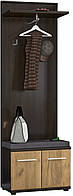Тріо Тумба 2Д з подушкою + Вішалка МЕБЛІ СЕРВІС Венге темний + Дуб крафт (60.2х32х202.9 см)