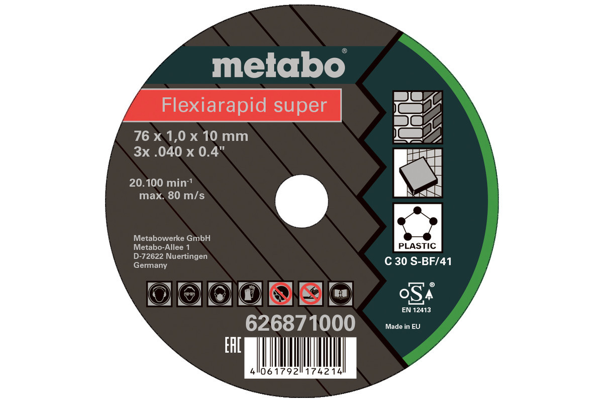 Відрізний круг Metabo 5 Flexiarid Super 76 x 1,0 x 10,0 мм, універсальний (626871000)