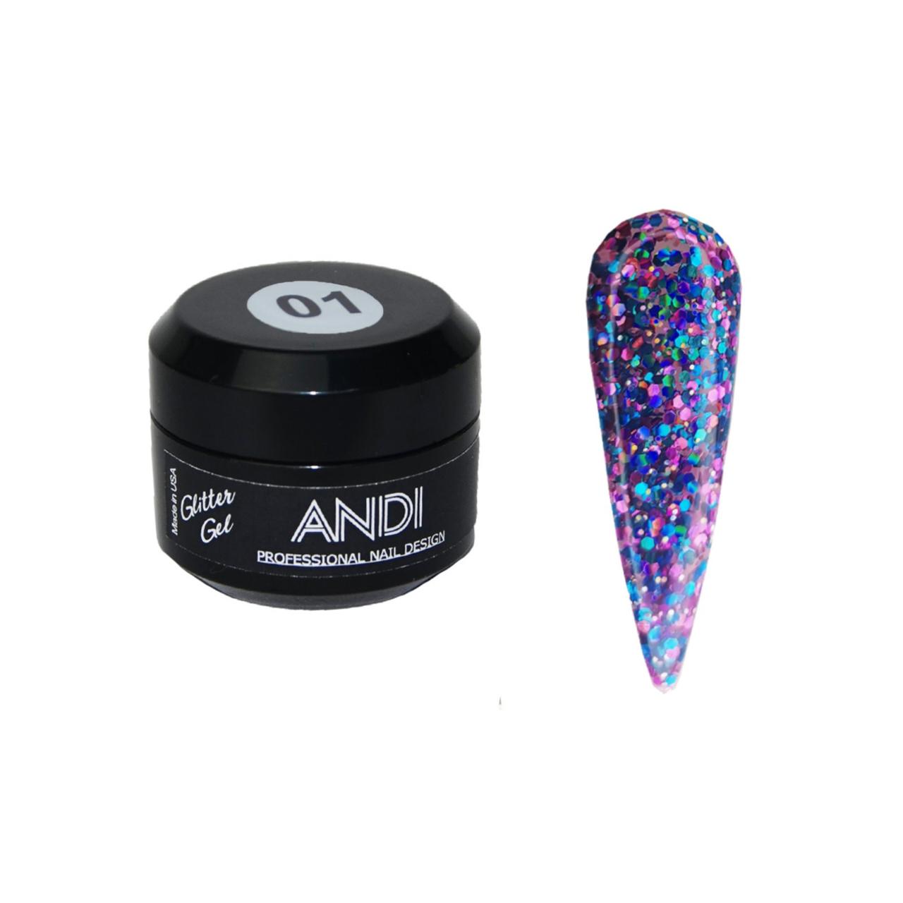 Гліттер гель ANDI Prof №1, фото 1