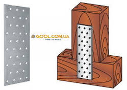 Перфорована пластина 40х100х2мм металева для з'єднання дерев'яних конструкцій упаковка 200 штук