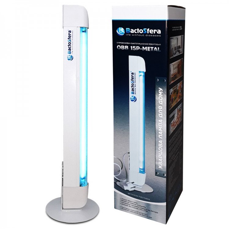 Опромінювач бактерицидний BactoSfera OBB 15P-METAL OZONE (озонова) 8000 год, фото 1