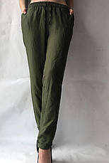 Жіночі літні штани, No23 льон жатка темний хакі, фото 2