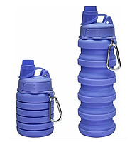 Складная силиконовая бутылка с карабином Portable Sport Water Bottle