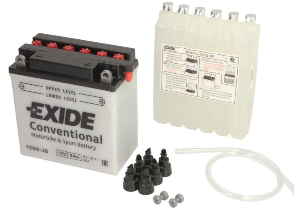 Аккумулятор мото EXIDE 12V 9AH 85A 12N9-3B P+ [135X75X139]