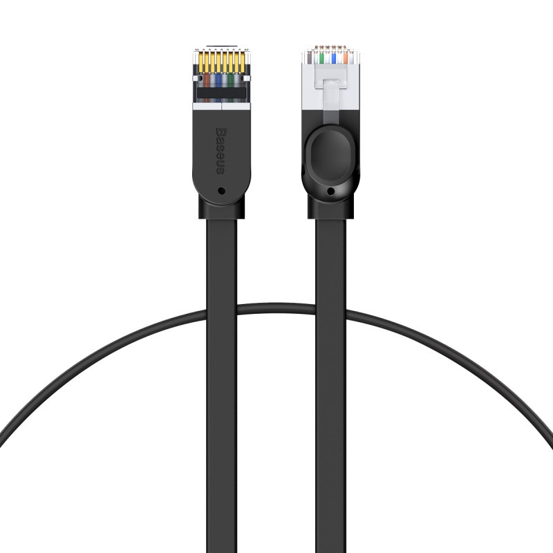 Патч-корд для інтернету BASEUS RJ45 Gigabit flat 8 м, чорний