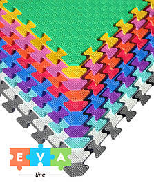 М'яка підлога (килимок пазл 50*50*1 см) Eva-Line "Веселка" Плетінка (1 сорт, малопомітні дефекти)