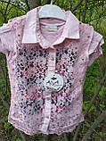 Блуза двійка - футболка з гіпюрової кептариком 8-12р рожева, фото 2