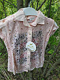 Блуза двійка - футболка з гіпюрової кептариком 8-12р персикова, фото 2