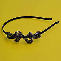 Обруч для волосся сріблястий або чорний метал, стрази, ширина 5 мм