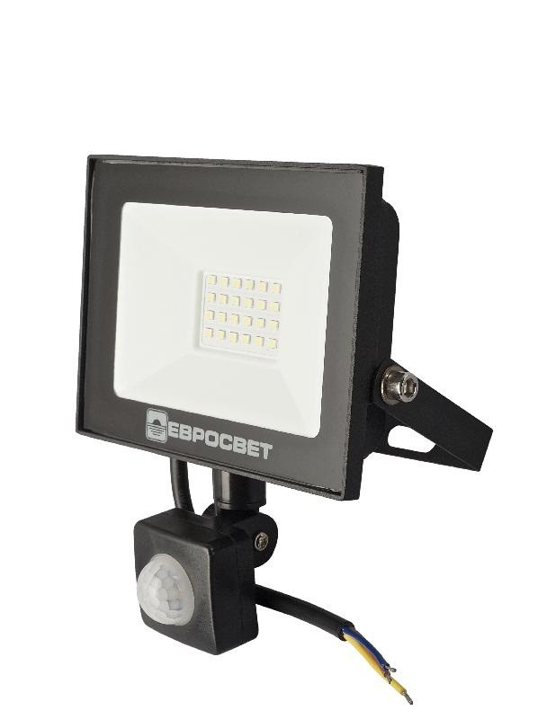 Світлодіодний LED прожектор 20 Вт 6400 К 1600 Lm з датчиком Євросвіта