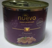 Консерва для кошенят Nuevo (Нуево) з куркою, рисом і жиром лосося, 200 г