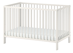 Дитяче біле ліжечко для новонароджених зі знімною бічною панеллю