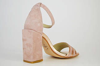 Босоніжки на підборах 10 см Lario 0129 Пудра замша, фото 3