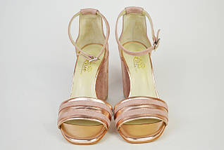 Босоніжки на підборах 10 см Lario 0129 Пудра замша, фото 5