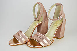 Босоніжки на підборах 10 см Lario 0129 Пудра замша