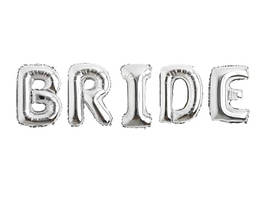 Набір надувних фольгованих літер BRIDE срібло