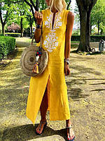 Стильне плаття в підлогу "Льон візерунок" Angelo Style