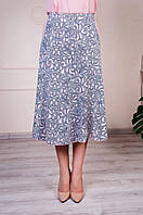 Женская летняя юбка годе "Тая №2", ткань софт, р-р 52,54,56,58 серый узор