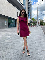 Женское летнее платье с рюшей 44-46, Бордовый