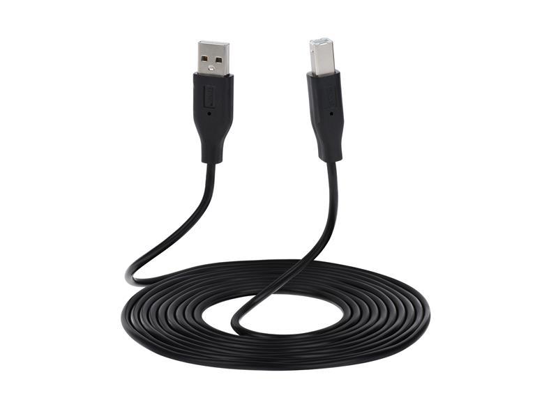 Кабель 2E USB 2.0 (AM/BM) DSTP, black, 3m, фото 1