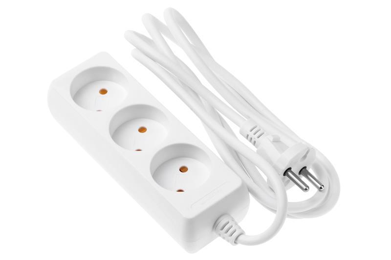 Сетевой удлинитель 2Е 3XCEE7/17, 2G*1.0мм, 1.8м, белый