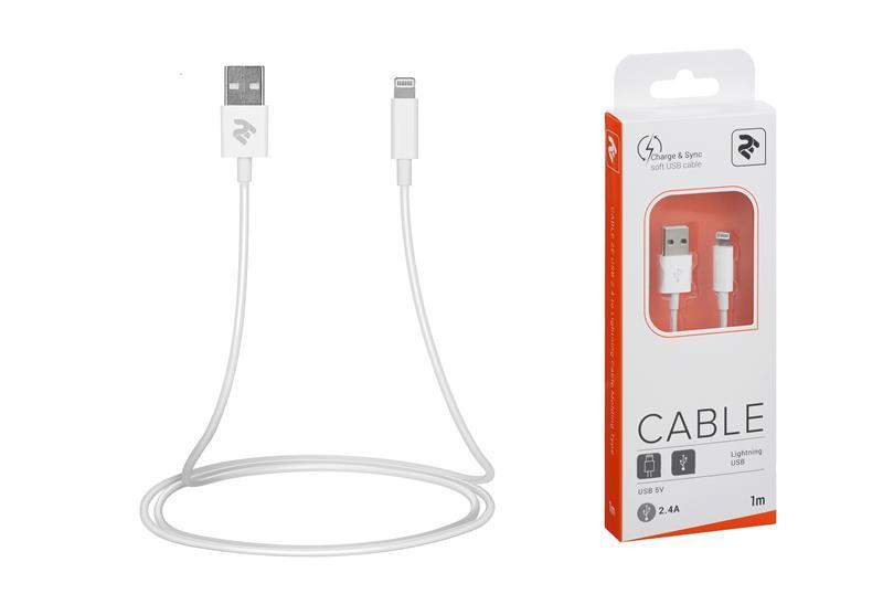 Кабель 2E USB 2.0 to Lightning Cable Molding Type, 1m, White, фото 1