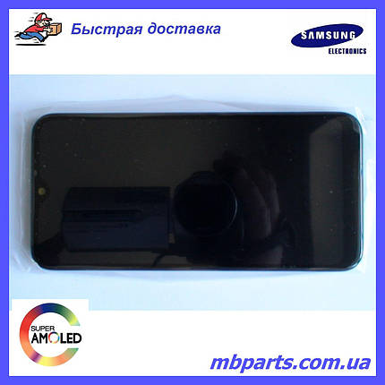 Дисплей з сенсором Samsung A015 Galaxy А01 Black, GH81-18209A, оригінал з рамкою, вузький коннектор!, фото 1