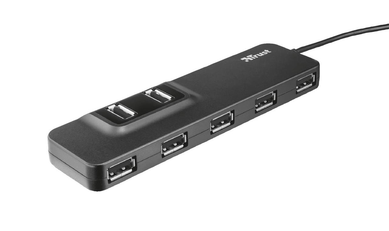 USB-хаб Trust Oila 7 Port USB 2.0 Hub - black, фото 1
