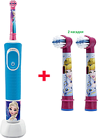 Детская электрическая зубная щетка Oral-B Vitality 100 Frozen + 2 насадки