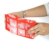 Силиконовая форма для льда с крышкой ICE BAR 8 кубиков 5 х 5 см красная (SRICELIDRED01)