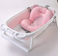 Детская ванночка складная + подушка для купания BABY SMILE со сливом цвет розовый (2509SRZ002)