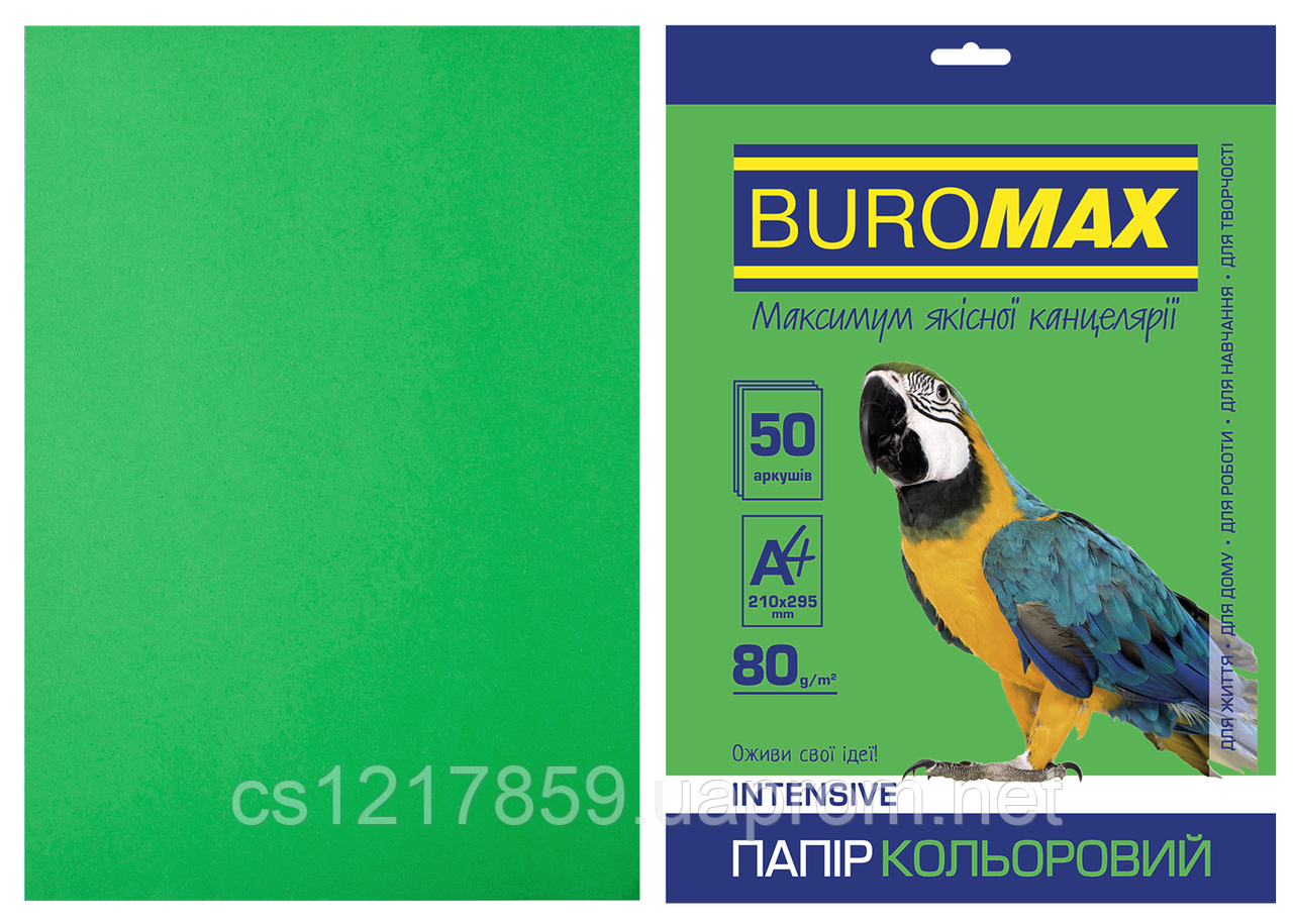 Бумага А4 цветная INTENSIVE зеленая 50л, 80г/м2 - фото 1 - id-p1193044744