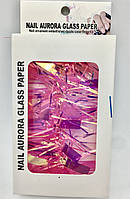 Дзеркальна фольга для дизайну нігтів/Nail Aurora Glass Paper Рожевий