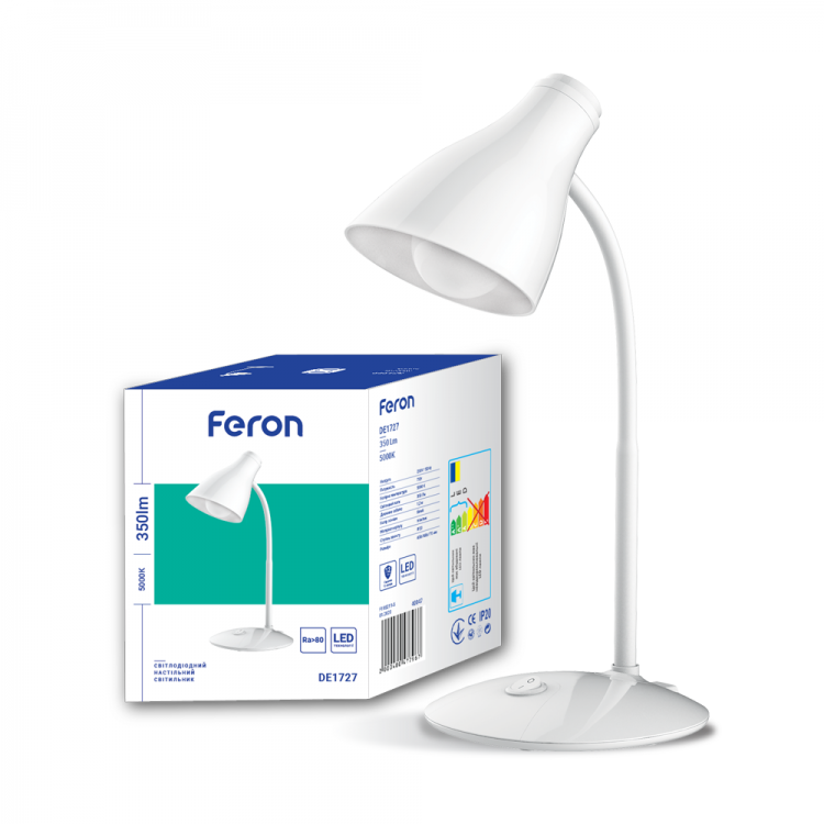 Настільна лампа світлодіодна біла Feron DE1727 7W 5000К